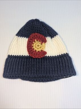 AKINZ Kids Colorado Flag Knit Beanie Hat Navy White Toddler Youth One Size
